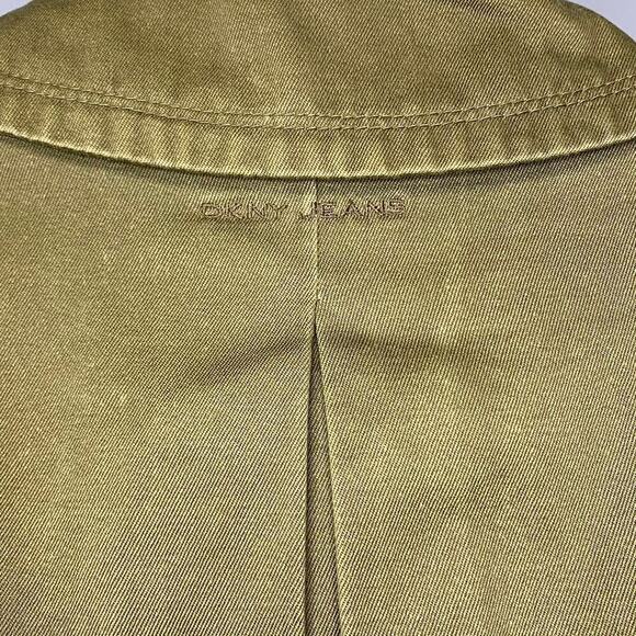 DKNY Jeans Military Style Olive Green Trench Coat Womens Size S - Picture 5 of 8